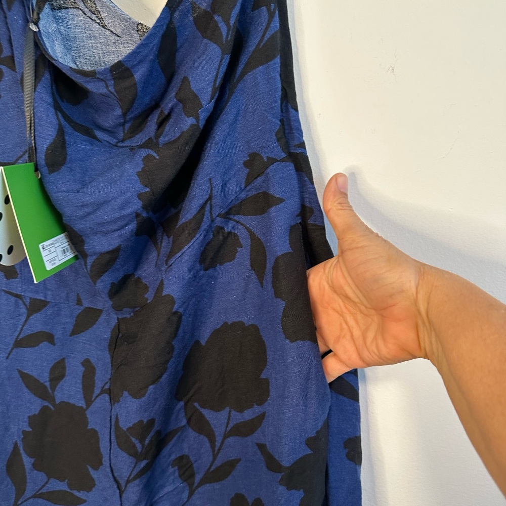 Kate Spade Blue and Black Floral Jumpsuit Wide-Leg Design - Picture 10 of 12